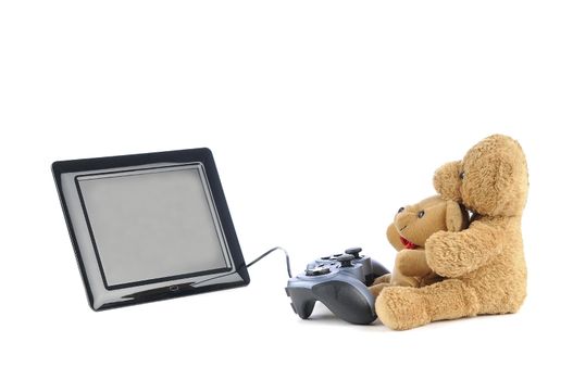 Teddy bears playing video games