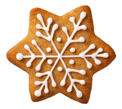 Star shape christmas gingerbread isolated on white background