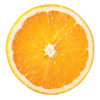 Slice of fresh orange isolated on white background