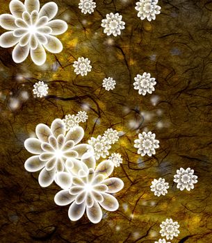 Chrysanthemum blossoms and textured background