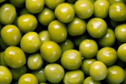 Canned green peas close up for background