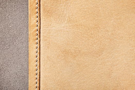 Brown leather texture for background. Macro shot, top view