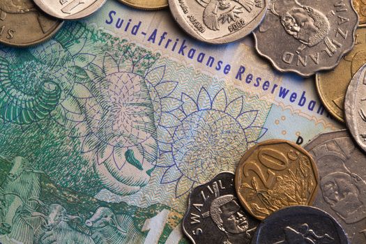 Banknotes and coins - Rands bill of South Africa