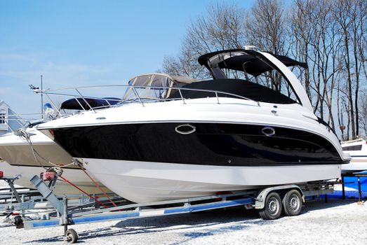 Luxury yacht ready for transport