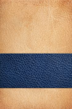 Beige natural leather texture with blue stripe, composition for background