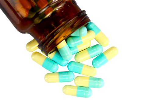 Close up of pills isolated on a white background