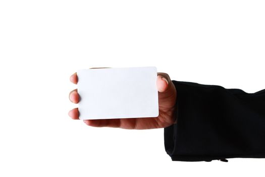 blank business card on white background.