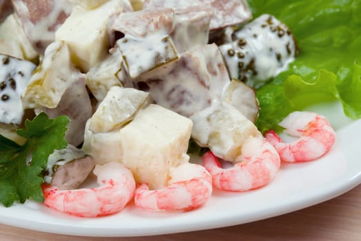 salad seafoods.tunec,prawns,vegetables..Italian kitchen.