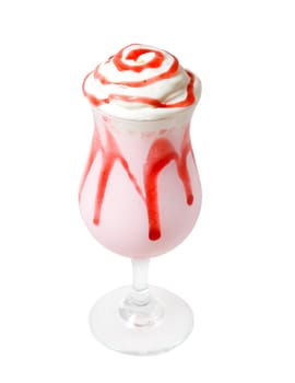 Strawberry milkshake isolated on white background 