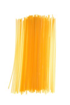 uncooked spaghetti noodles isolated on a white background.