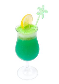 Green Alcoholic Cocktails on a white background (isolated with path).