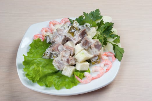 salad seafoods.tunec,prawns,vegetables..Italian kitchen.