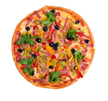 Tasty Italian pizza.Neapolitan,Close-up isolated on a white background.