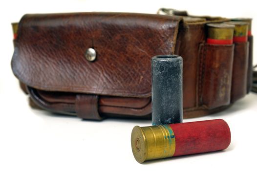 shotgun and its cartridges. Still life representing hunting.