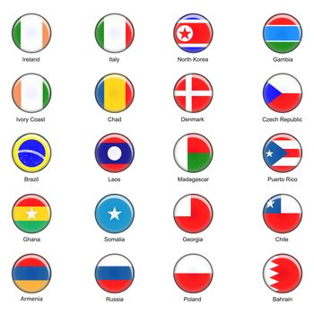Illustrated Vector World Flag Buttons - Pack 3 of 8