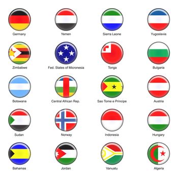 Illustrated Vector World Flag Buttons - Pack 6 of 8