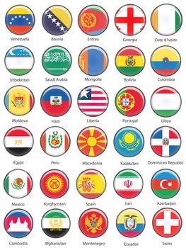 Illustrated Vector World Flag Buttons - Pack 8 of 8