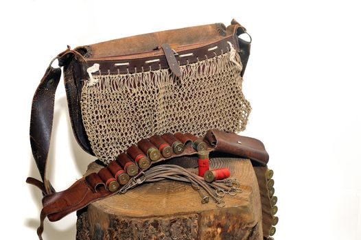 shotgun and its cartridges. Still life representing hunting.