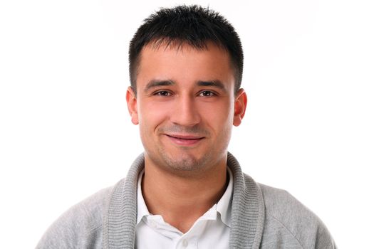 Young handsome man isolated over white background