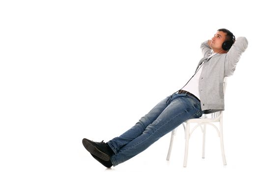 Young handsome man isolated over white background