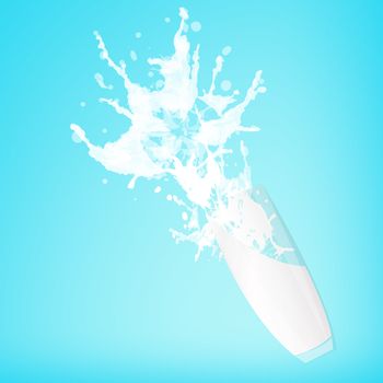 Fresh cow milk on a blue light abstract background