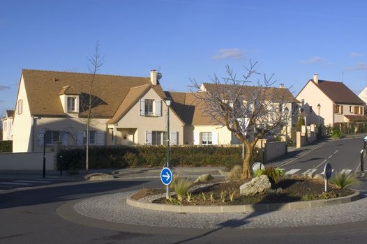 New real estate in France in the Paris region. Houses in an allotment which has just been finished.