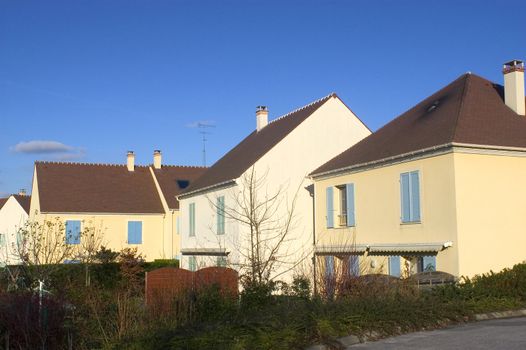 New real estate in France in the Paris region. Houses in an allotment which has just been finished.