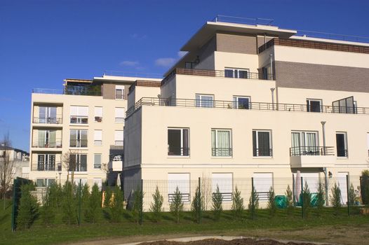 New real estate in France in the Paris region. Houses in an allotment which has just been finished.