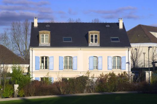 New real estate in France in the Paris region. Houses in an allotment which has just been finished.