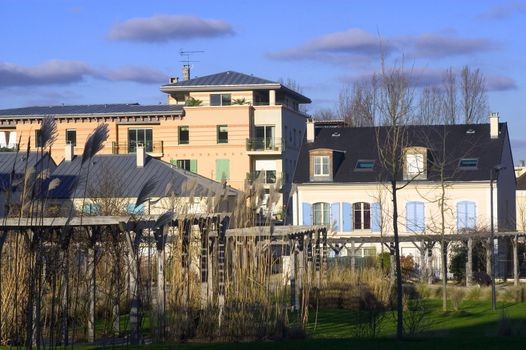 New real estate in France in the Paris region. Houses in an allotment which has just been finished.