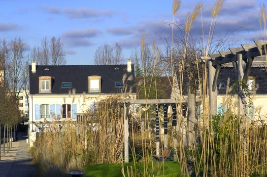 New real estate in France in the Paris region. Houses in an allotment which has just been finished.