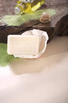White soap on the shell.