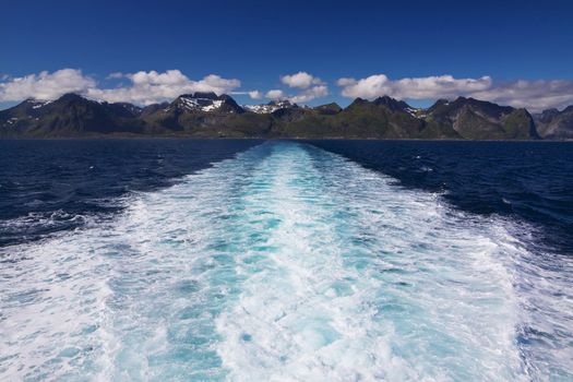 Scenic view of picturesque Lofoten islands in Norway from cruise ship