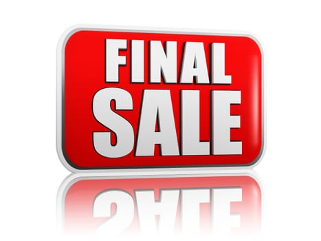 final sale - 3d red banner with white text like button, business concept