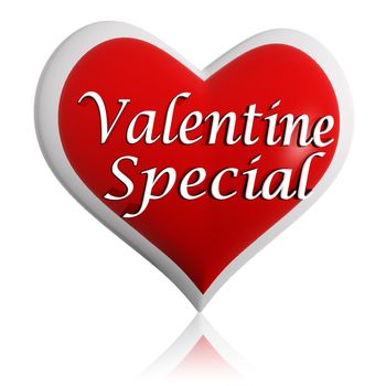 valentine special 3d red heart banner with white text, seasonal holiday business concept