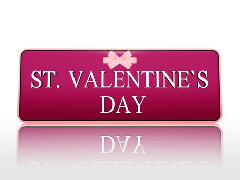 3d purple banner with white text st. valentines day and ribbon, holiday concept