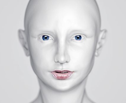 3D white beautiful woman head 