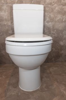 Flush toilet in the toilet of a hotel