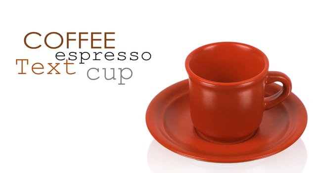 Red cup on a red saucer isolated on white background