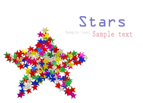 Big star composed of many colored stars on white