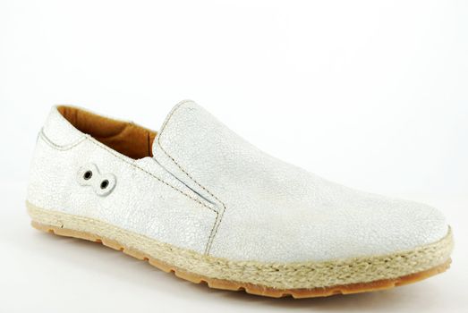 Man white shoe on white background