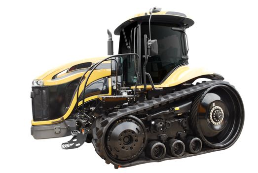 Strong caterpillar tractor isolated on white