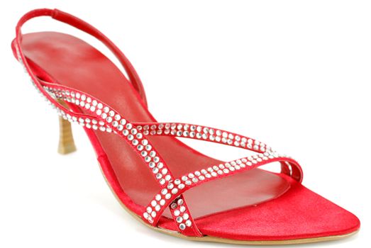 Woman elegance red shoe on white