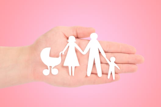 Paper family in hands