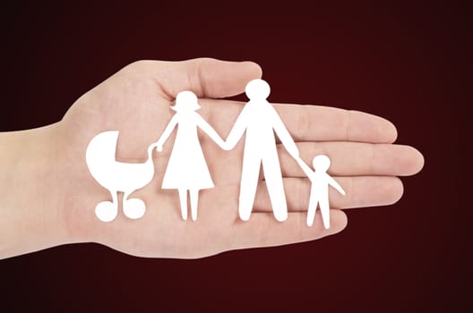 Paper family in hands