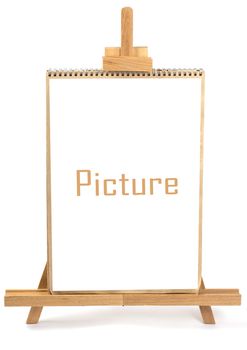Artist easel and framei isolated on a white background