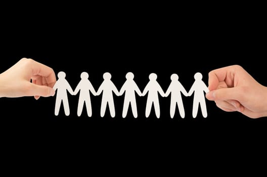 paper people in hands(man and woman)