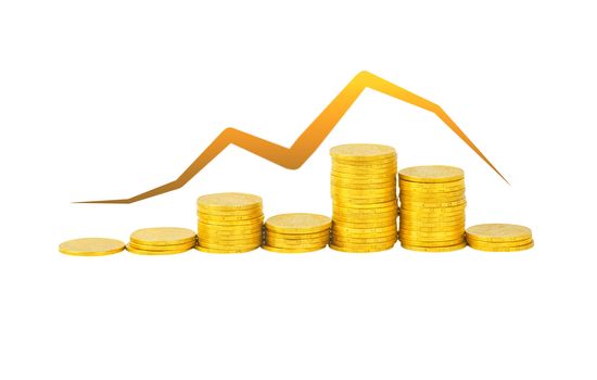 graph of the columns of coins isolated on white