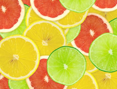 Abstract background of citrus slices. Closeup. Studio photography.