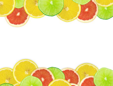 Abstract background of citrus slices. Closeup. Studio photography.